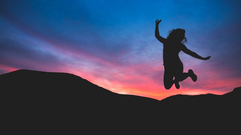 Silhouette of an athlete jumping