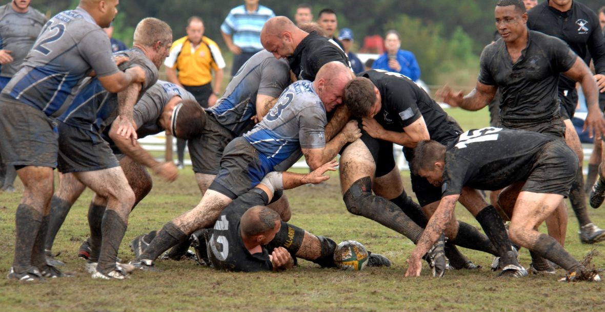 Rugby players in a match
